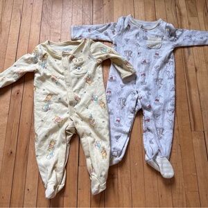 Kids One Piece Pajamas - Yellow and Gray